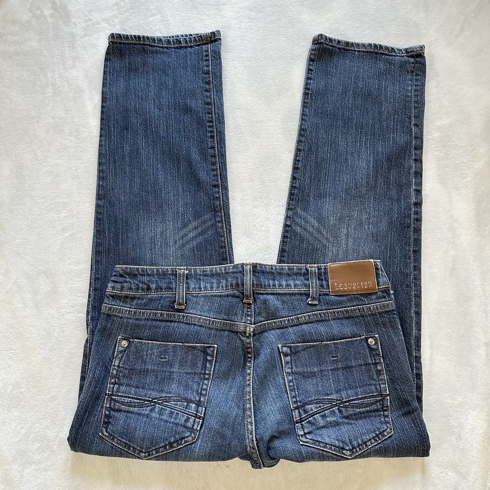 Lee Jeans Mens 32x30 Blue Denim Cotton Blend Straight Low Rise Five Pockets